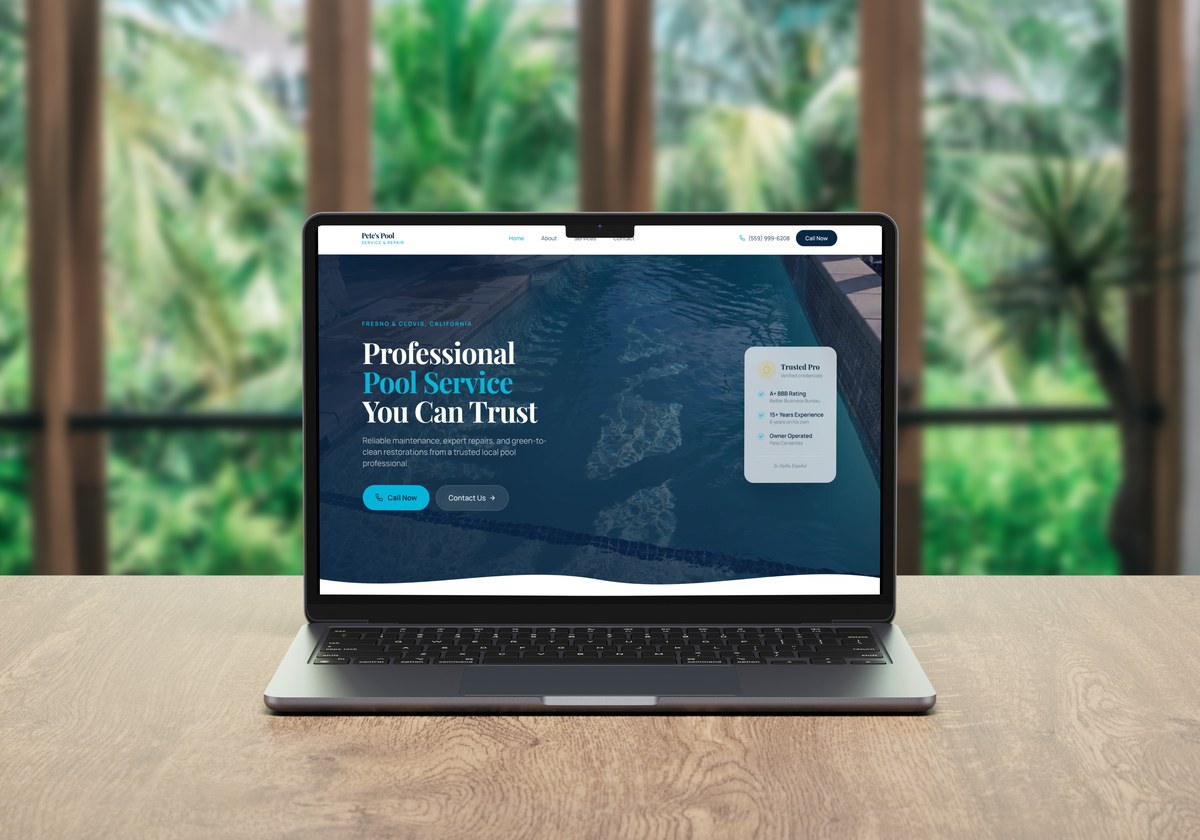 Recent Sitestinger website build shown on a laptop